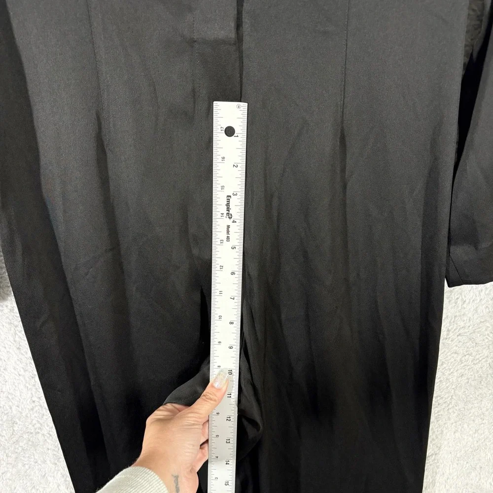 & Other Stories Fluid Padded Shoulder Satin Jumpsuit‎ Sz 6 Black Wide Leg V Neck